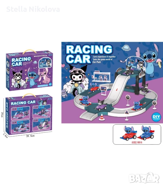 Детски паркинг Стич с писта и 2 коли, снимка 1