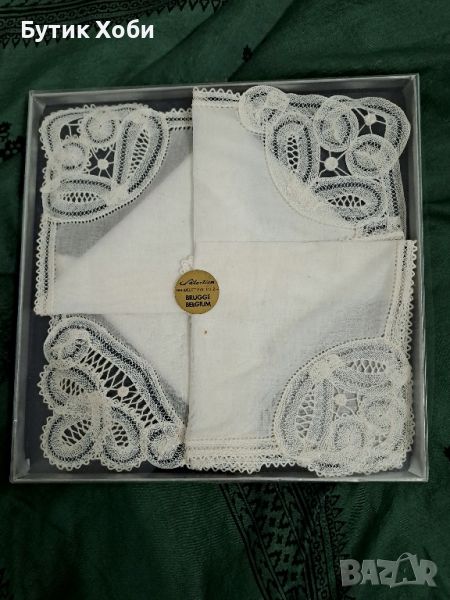 Ретро комплект кърпички с брюкселска дантела, снимка 1