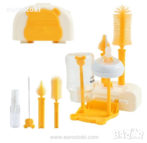 Комплект четки за бебешки шишета FUSACONY 7-в-1, комплект за почистване и сушене на бебешки шишета, снимка 1