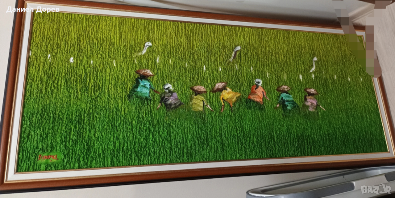 Голяма картина с маслени бои- релефна . , снимка 1