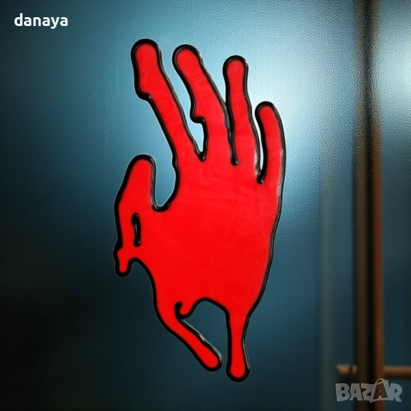 6152 Силиконов стикер Кървава ръка за Хелоуин декорация, снимка 1