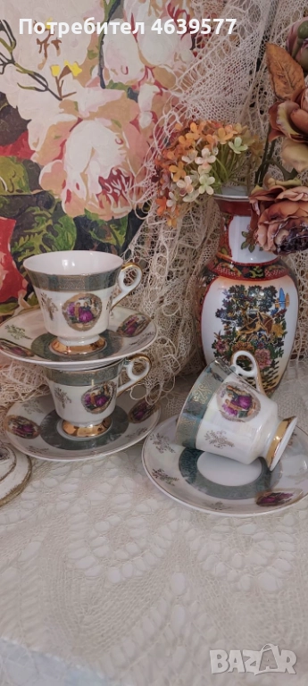 Три двойни, порцеланови сета за кафенце, снимка 1