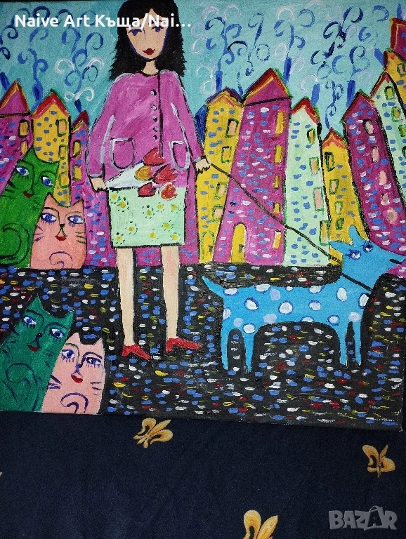 Картина платно маслени бои акрилни бои размер 42/42, снимка 1