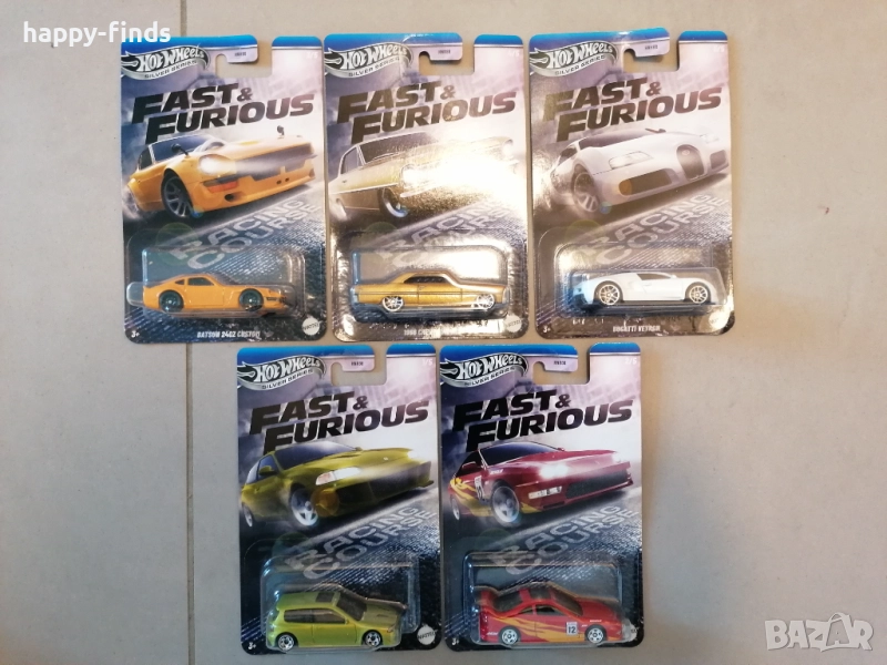 Hot Wheels Set Fast & Furious Racing Course - Honda Civic EG, Acura Integra, Datsun, Chevi, Bugatti, снимка 1