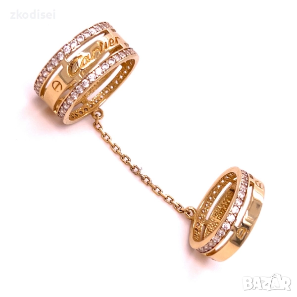 Златен дамски пръстен 7,37гр. размер:53 и 49 14кр. проба:585 модел:34400-6, снимка 1