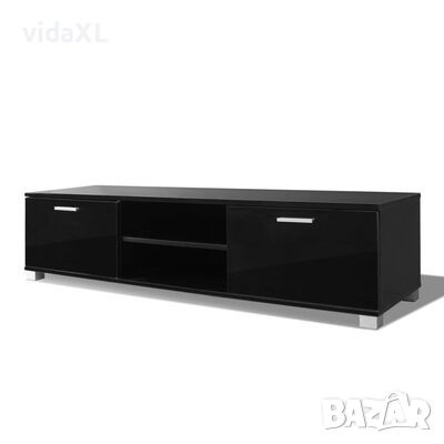 vidaXL ТВ шкаф, черен гланц, 140x40,5x35 см（SKU:243044, снимка 1