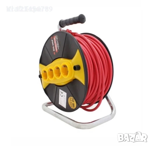 Удължител за макара Bul-Max, 50 м, 3 х 2,5 мм, 4 гнезда, транспортна дръжка