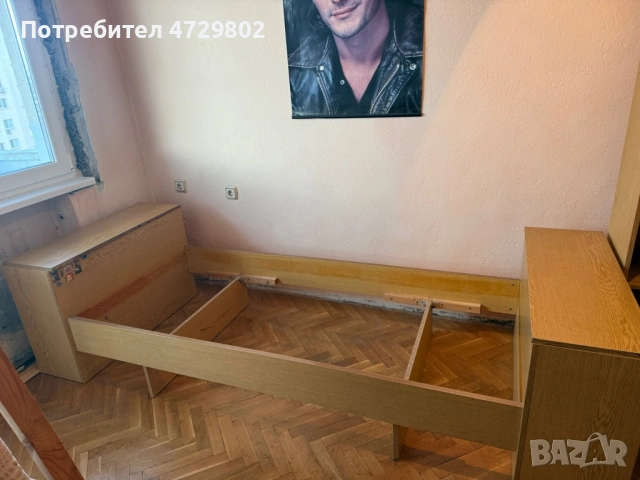 Ъглови легла с бюро и висок шкаф, снимка 2 - Спални и легла - 53392585