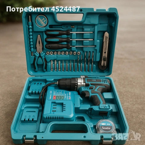 Комплект акумулаторен винтоверт – 30 части, снимка 4 - Винтоверти - 53400286