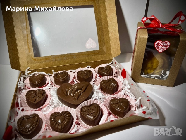 РЪЧНО ИЗРАБОТЕНИ ШОКОЛАДОВИ БОНБОНИ И СВЕЩИ ЗА СВ. ВАЛЕНТИН