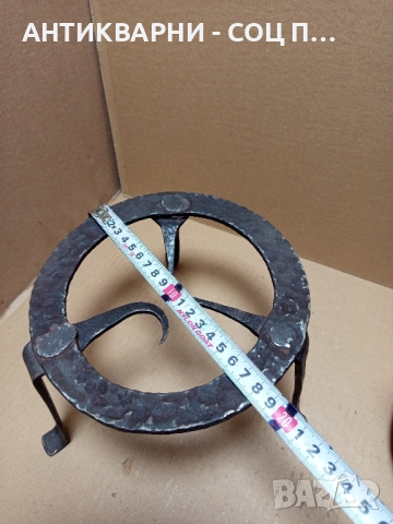 Комплект Соц Стари Ръчно Ковани Медно Менче Със Саджек Пиростия За Огнище 2.5лт Номер 5., снимка 8 - Антикварни и старинни предмети - 51477139