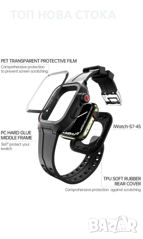 Водоустойчив калъф ShellBox за Apple Watch Series - за iWatch Series 7 45", снимка 3 - Смарт часовници - 53891111