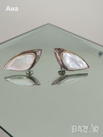 Красиви сребърни обеци със седеф #175, снимка 1 - Обеци - 46289761