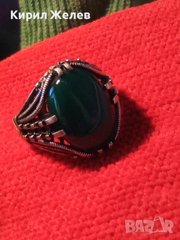 КРАСИВ СКЪПОЦЕНЕН АВТОРСКИ СРЕБЪРЕН ПРЪСТЕН СРЕБРО 925 с ШЛИФОВАН ХРИЗОПРАЗ и ПЕЧАТ на ЮВЕЛИРА 43354, снимка 18 - Пръстени - 44393980