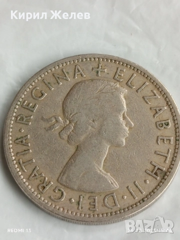 Стара монета половин крона 1954г. Англия кралица Елизабет втора 37473, снимка 5 - Нумизматика и бонистика - 51484312