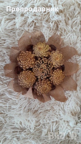 Ръчно изработена декорация „Златно цвете“ – Естествени материали, снимка 6 - Декорация за дома - 54002941