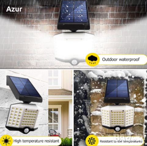 Соларна LED лампа със сензор за движение и дистанционно управление, снимка 3 - Соларни лампи - 46470880