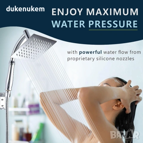 Душ глава тип дъжд с ръчна душ слушалка, с удължително рамо, 15см, снимка 6 - Душове - 53239956