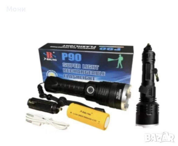 ULTRA LED фенер P90, алуминий, регулируем фокус, 5 режима на светене, водоустойчивост, 8800mAh, снимка 2 - Прожектори - 53917035