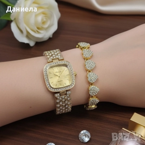 Елегантен дамски часовник с гривна – решение за подарък и ежедневен блясък, снимка 3 - Дамски - 51930358