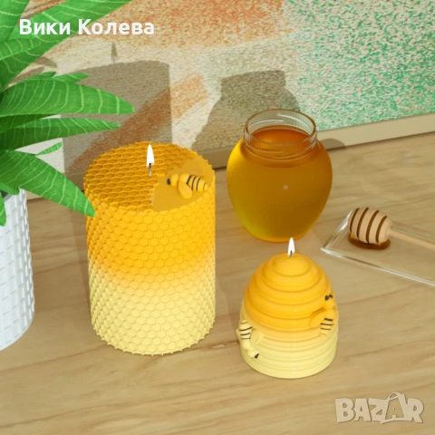 Силиконов мод за свещи – кошер с пчелички 🐝🕯️, снимка 4 - Форми - 51743844