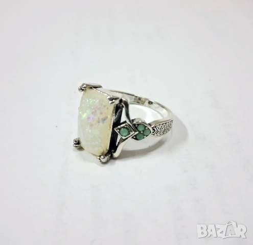 Пръстен с циркони, полирано сребро, снимка 6 - Пръстени - 39039255