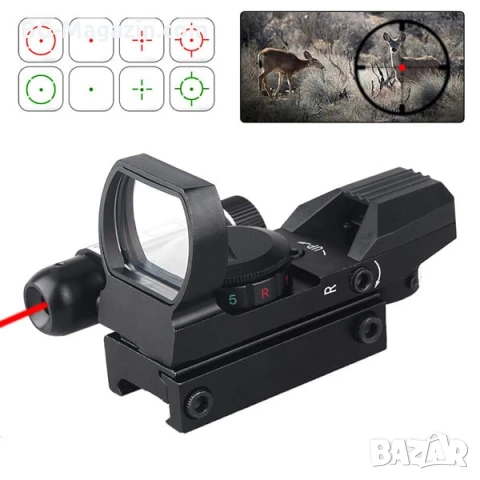 Тактически бързомер с лазер двуцветен мерник за пушка пистолет еърсофт лов, снимка 6 - Оборудване и аксесоари за оръжия - 51051813