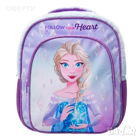 Ученическа раница за детска градина Frozen Люляк с блясък и кожа арт 212938, снимка 1 - Раници - 46910340