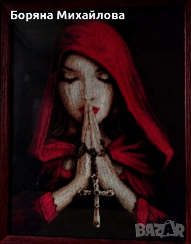 Ръчно изработен гоблен “Готическа молитва”, снимка 4 - Гоблени - 52425581