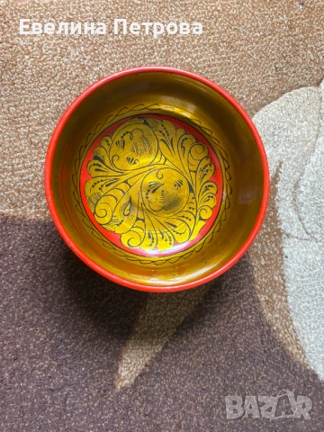 Дървена рисувана купа/чиния Хохлома, снимка 2 - Антикварни и старинни предмети - 51275176