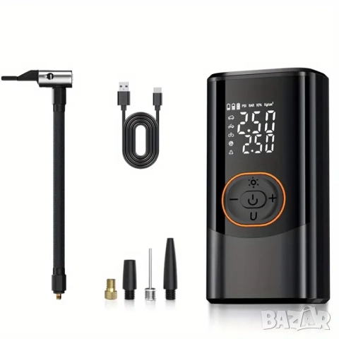 Акумулаторен компресор за гуми - компактен, мощен, интелигентен , снимка 2 - Аксесоари и консумативи - 52099128