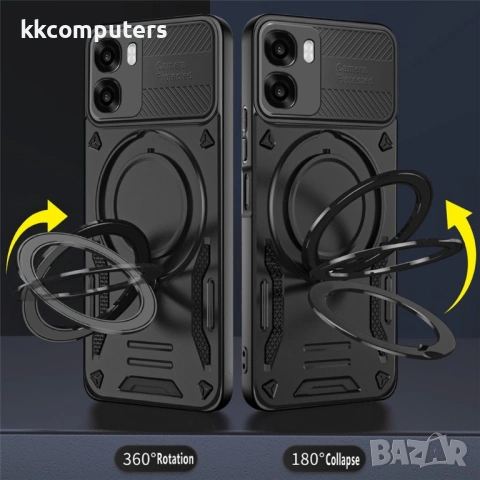 Магнитен Калъф за Oppo A6x 5G / A6x 4G - TPU + PC, 360° Въртяща се Стойка, Военна защита, Airbag ъгл, снимка 8 - Калъфи, кейсове - 53564114