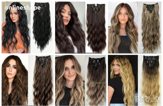 Комплект коса с клипс - екстеншъни 60см термоустойчива - 7 реда 