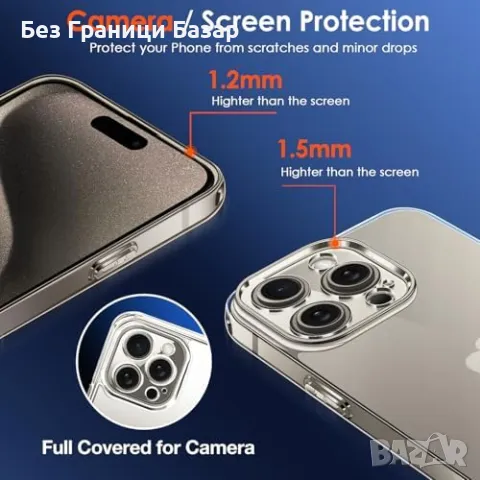 Нов Прозрачен Калъф за iPhone 15 Pro 360° Защита с MagSafe и протектор Айфон, снимка 5 - Калъфи, кейсове - 46852550