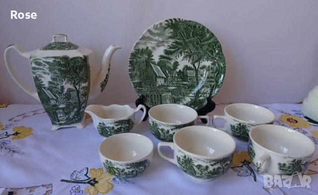 Чинии, чаши, чайник ”Watermill” Англия Johnson Brothers., снимка 2 - Сервизи - 53956066