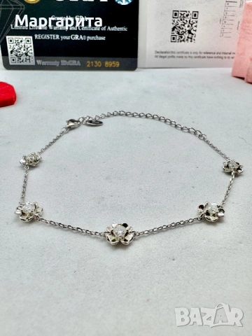 Сребърна гривна с мойсанит (диамант) 0.5 карата, снимка 3 - Гривни - 53306163