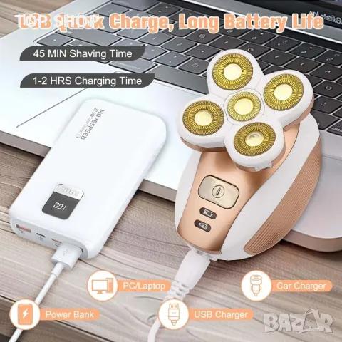 Електрическа дамска самобръсначка, водоустойчива, розово злато, снимка 3 - Електрически самобръсначки - 49965416