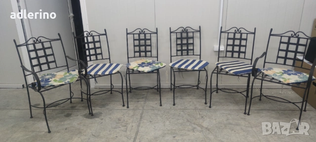 Спалня, две масички, голяма маса и 6 стола, метал и стъкло , снимка 9 - Маси - 53157644