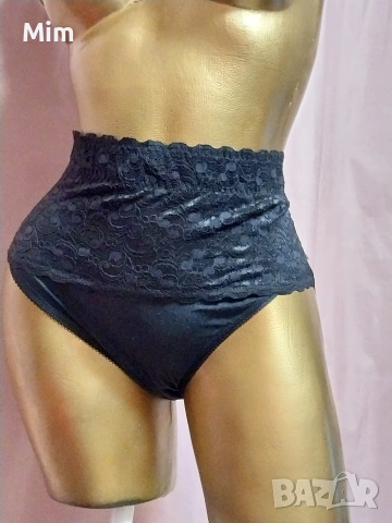bpc 42 Черна дантелена бикина с висока талия , снимка 5 - Бельо - 53671936