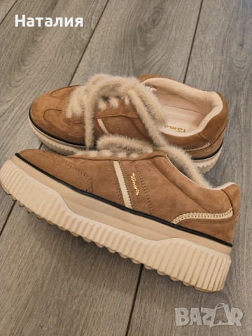 Tamaris Спортни обувки с равна платформа и велур, р.38., снимка 3 - Дамски ежедневни обувки - 53060910