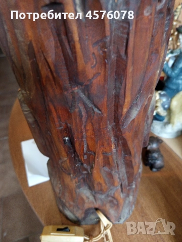 ретро дървена лампа ръчна изработка., снимка 4 - Настолни лампи - 53769615