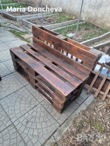 Дървени пейки от палета, снимка 4 - Градински мебели, декорация  - 53863097