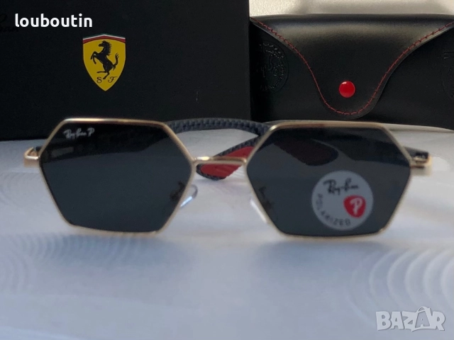 Ray Ban Ferrari мъжки слънчеви очила осмоъгълни с поляризация, снимка 11 - Слънчеви и диоптрични очила - 52916045