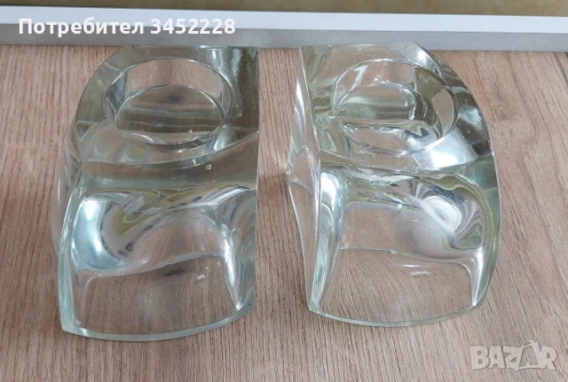 свещници стъклени два броя отлични , снимка 6 - Декорация за дома - 51392816