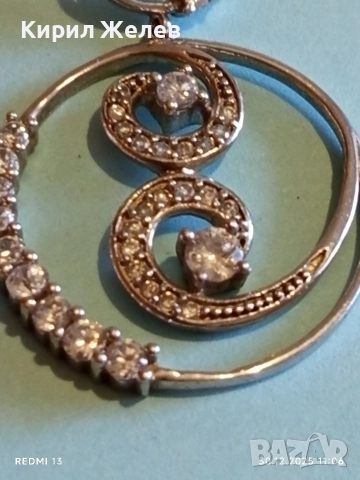 Абстрактни сребърни обеци с ювелирно инкрустирани кристали елегантни 14958, снимка 4 - Обеци - 52934350