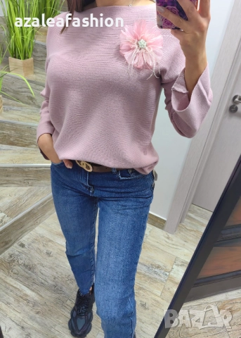 Пуловер с брошка - цветове, снимка 6 - Блузи с дълъг ръкав и пуловери - 52709246