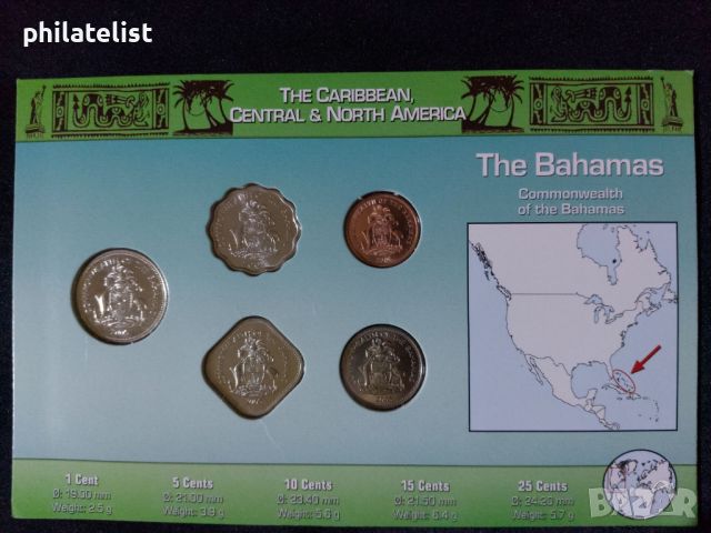 Бахамски о-ви 2005-2007 - Комплектен сет от 5 монети, снимка 3 - Нумизматика и бонистика - 46417451