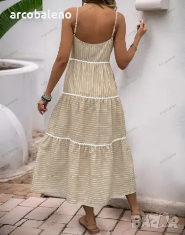 Ежедневна раирана дамска рокля с презрамки, снимка 3 - Рокли - 50001461