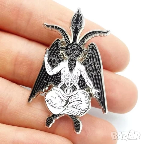 Метална значка "Бафомет" – окултен символ пин с високи детайли , снимка 2 - Други - 51291940