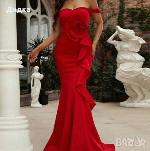 Червена дълга рокля, снимка 1 - Рокли - 45432906